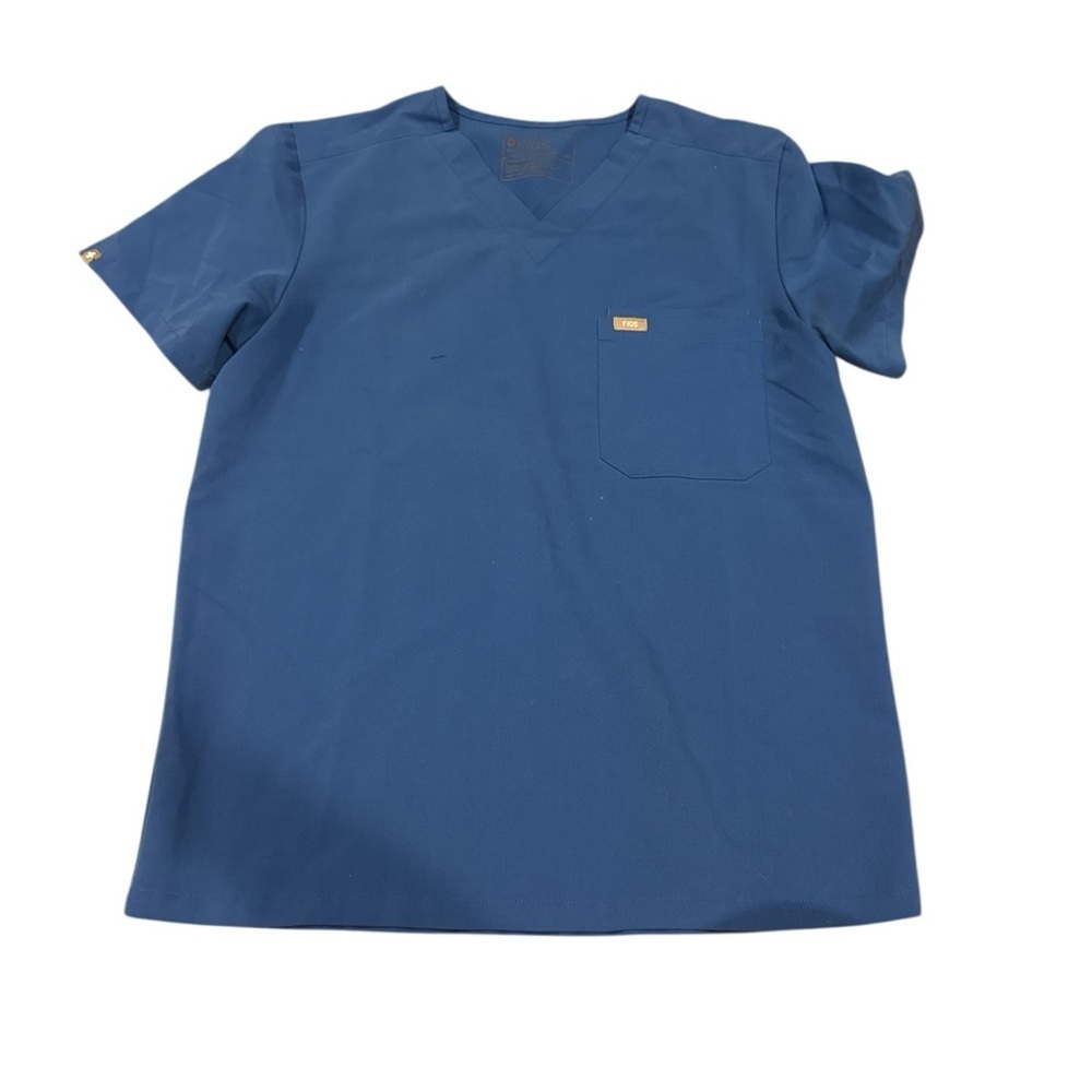 Figs Classic Blue V-Neck Scrub Top